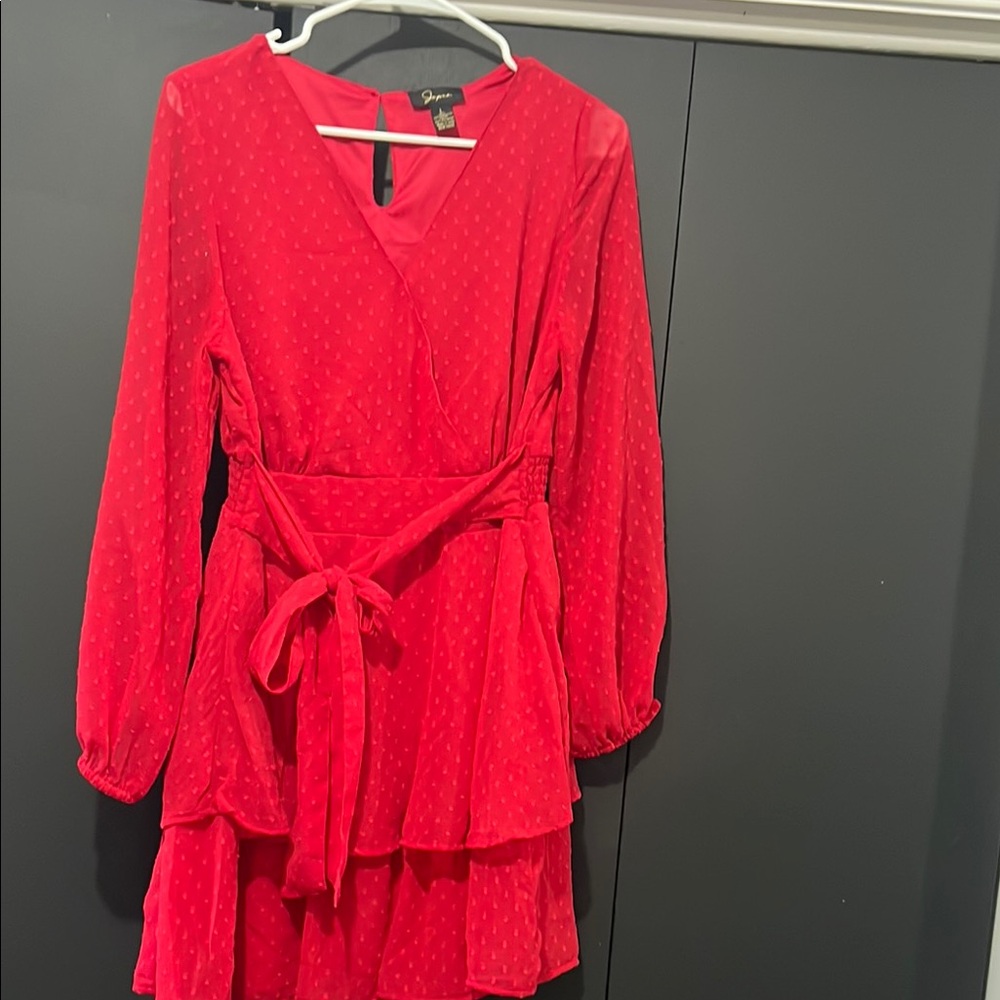 Japna Red Long Sleeve Dress